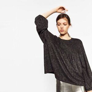 EUC Zara soft feel charcoal grey long sleeve top, M